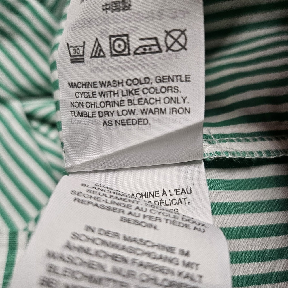 J Crew Kelly Green Striped Button Front Ruffle Tank‎ Size 8 Adjustable Straps - Picture 7 of 7